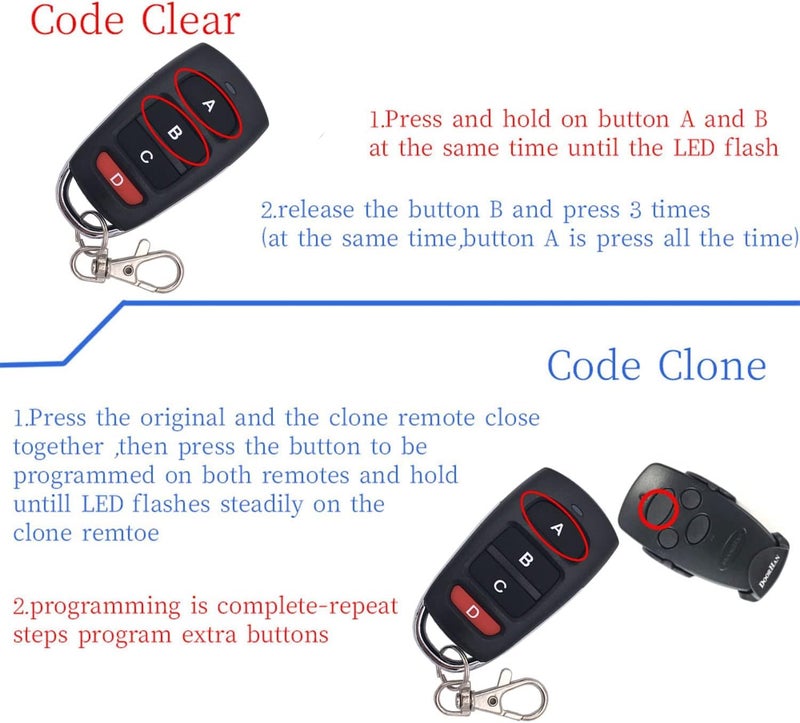 Luckam 3pcs 433mhz Garage Door Cloning Remote Control Keys, Universal Strong Wireless Copy Remote Control Keychain - Image 3