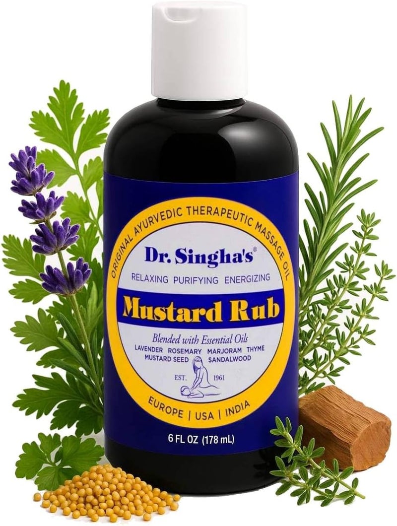 Dr. Singha's Mustard Rub - Therapeutic Massage Oil with Essential Oils, 6 Ounce - Image 1