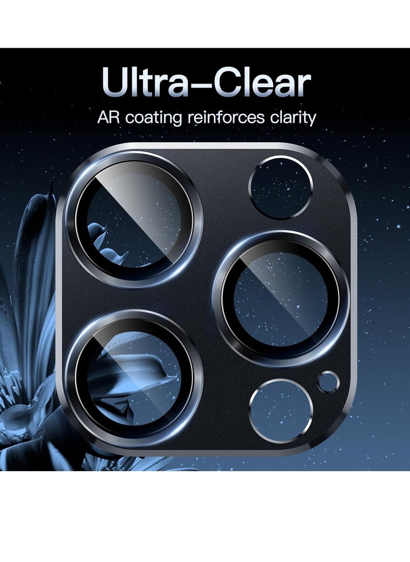 Raxoom Camera Lens Protector for iPhone 15 Pro 6.1-Inch and iPhone 15 Pro Max 6.7-Inch, Full Coverage 9H Tempered Glass Ring Cover, Matte Metal Plate, Case Friendly, 1-Pack (Space Black) - Image 4