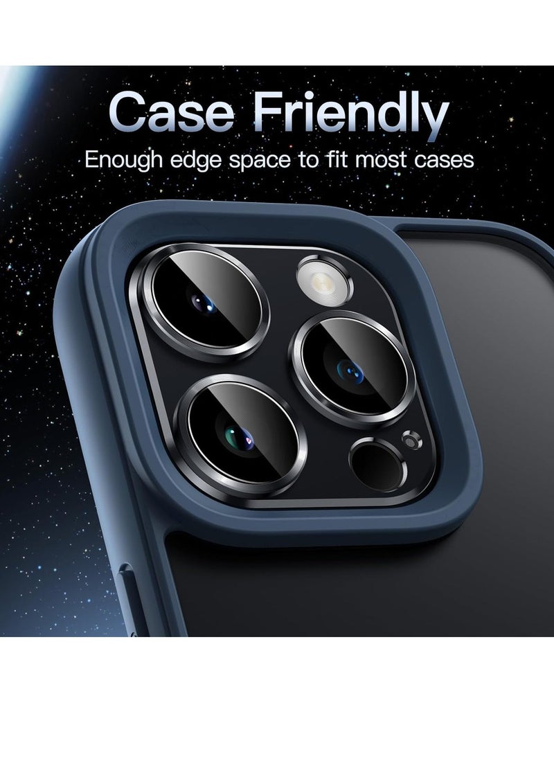 Raxoom Camera Lens Protector for iPhone 15 Pro 6.1-Inch and iPhone 15 Pro Max 6.7-Inch, Full Coverage 9H Tempered Glass Ring Cover, Matte Metal Plate, Case Friendly, 1-Pack (Space Black) - Image 5