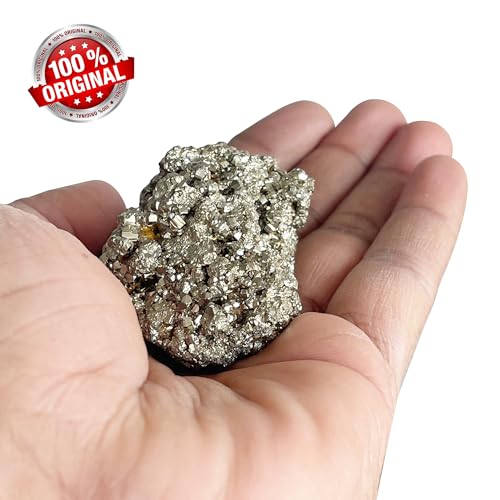 CRIKI Certified Original Pyrite Stone Cluster-Natural,Energized Golden Pyrite For Healing,Willpower,Money Manifestation,Vastu,And Business-50 To 90 Gm - Image 2