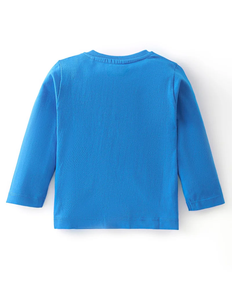 babyhug Babyhug 100% Cotton Knit Full Sleeves T-Shirt Giraffe Graphic - Blue