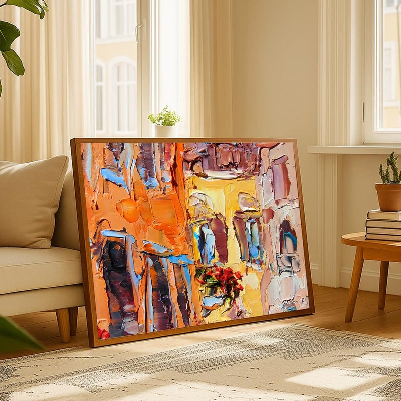 ماركتنا لوحة قماشية بتصميم الفن التشكيلي مع برواز مجوف مقاس (60×40) قطعة واحدة - Image 2