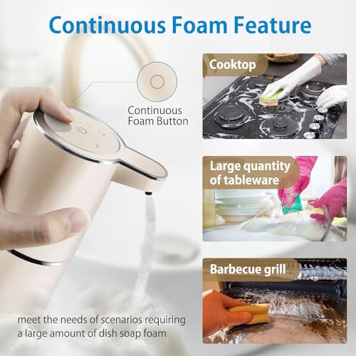 Gotofine Automatic Foaming Soap Dispenser,4-Level Adjustable Foam, Wall Mount,USB Rechargeable,12.8oz/ 380ml,Touchless Hand & Dish Soap Dispenser for Bathroom, Kitchen,Hotel, Restaurant - Image 4