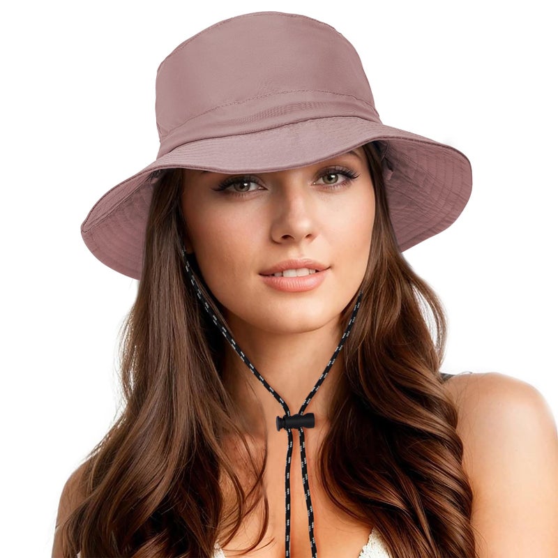 Durio Waterproof Bucket Hats for Woman UPF 50+ Sun Hat UV Protection Packable Rain Hats for Women Lightweight Hiking Hat Pink One Size - Image 1