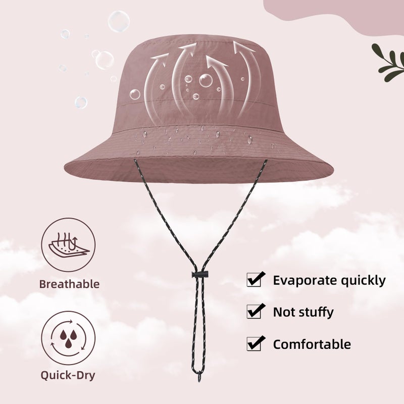 Durio Waterproof Bucket Hats for Woman UPF 50+ Sun Hat UV Protection Packable Rain Hats for Women Lightweight Hiking Hat Pink One Size - Image 5