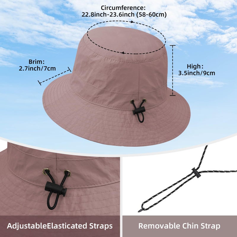 Durio Waterproof Bucket Hats for Woman UPF 50+ Sun Hat UV Protection Packable Rain Hats for Women Lightweight Hiking Hat Pink One Size - Image 3