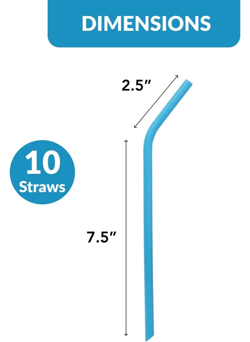 Flathead Products Bent Reusable Silicone Straws (Set of 10) and Cleaning Brush - Flexible, Long, Color Bendy Straws - For 20oz-32oz Tumblers & 30oz Smoothie Cups - Dishwasher Safe, Kid Friendly, and Easy to Clean - Image 4