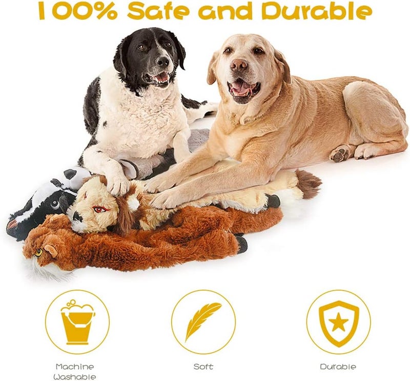 FIREOR Dog Squeaky Toys, No Stuffing Plush Dogs Chew Toy for Small Medium Large Breed Chewers, 5 Pack Stuffless Squeak Cute Animal Tough Durable Puppy Teething Chewing Fabric Interactive Pet Birthday Gifts - Image 3
