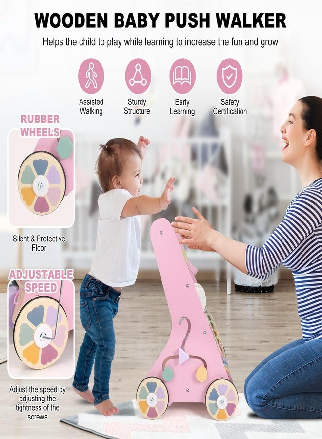AmazingJoy Wooden Baby Walker Wheels,Baby Push Walker for Babies 12 Months+ Montessori,Toddler Walker Push Toy Wooden Activity Walker for Baby Boy,Walking Toys12 Months+ Learning to Walk - Image 3