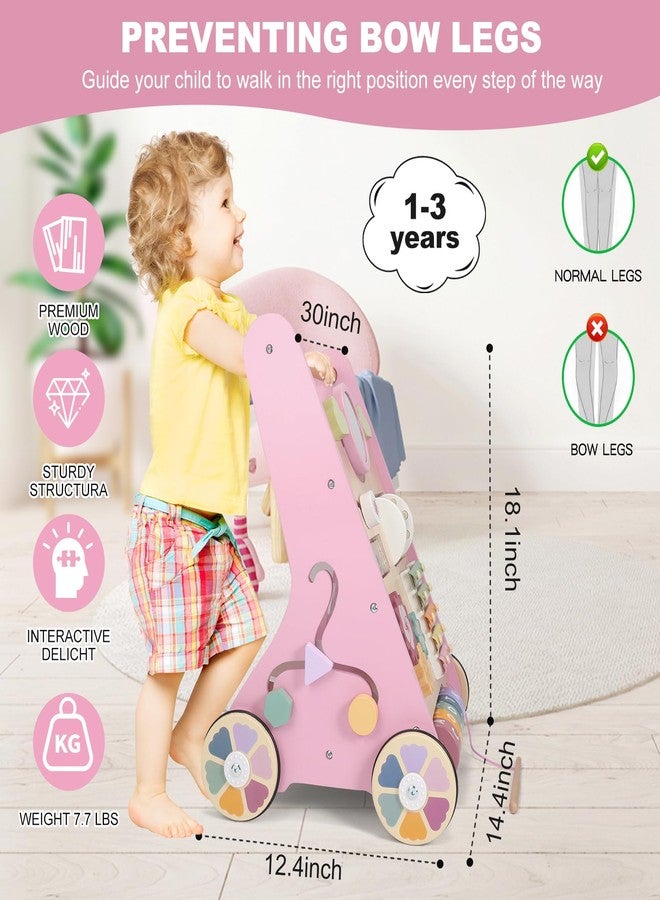 AmazingJoy Wooden Baby Walker Wheels,Baby Push Walker for Babies 12 Months+ Montessori,Toddler Walker Push Toy Wooden Activity Walker for Baby Boy,Walking Toys12 Months+ Learning to Walk - Image 4