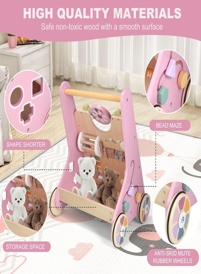AmazingJoy Wooden Baby Walker Wheels,Baby Push Walker for Babies 12 Months+ Montessori,Toddler Walker Push Toy Wooden Activity Walker for Baby Boy,Walking Toys12 Months+ Learning to Walk - Image 5