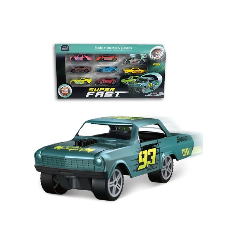 Little Story 8Pcs Slide Die Cast Toy Car Play Set - Image 1