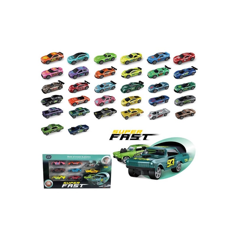 Little Story 8Pcs Slide Die Cast Toy Car Play Set - Image 2