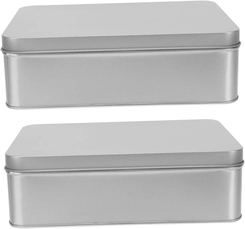 Large Rectangular Iron Storage Box for Letters and Cards 2-Piece Set Sturdy Metal Organizers Lids for Home and Office Use for Collecting Coins and Keepsakes - Image 1