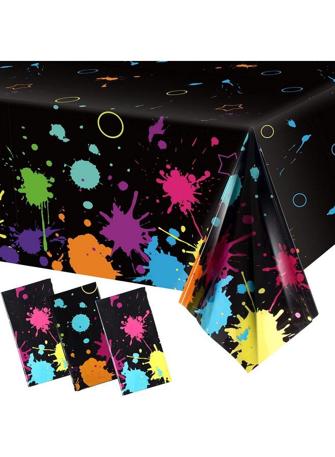 Tatuo Glow Party Table Covers Neon Party Tablecloths 108 X 54 Inch Glow Party Tablecloths Disposable Plastic Neon Glow Table Cloth For Neon Birthday Party Black Light Party Supplies (3 Pieces) - Image 1
