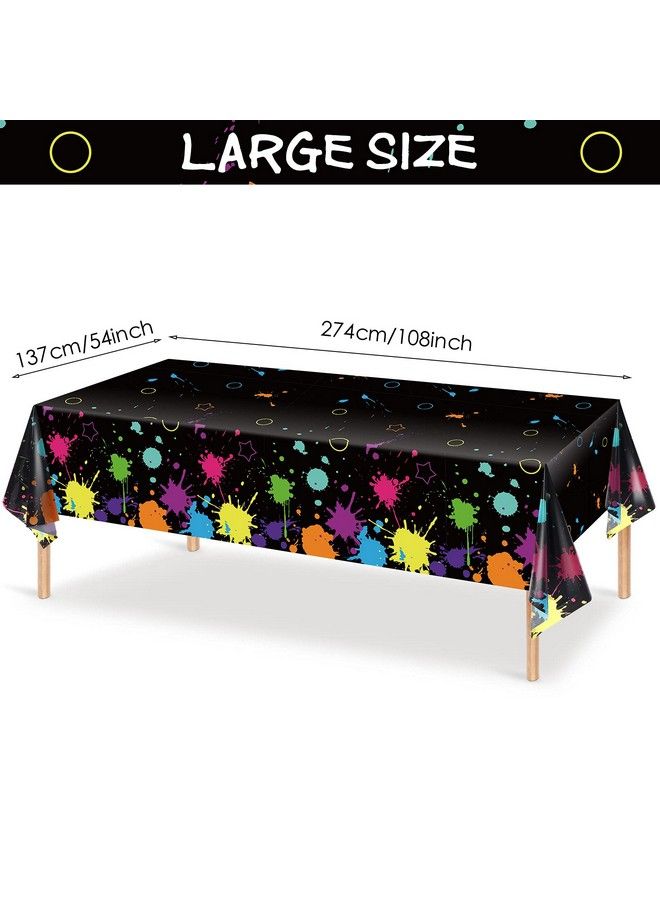 Tatuo Glow Party Table Covers Neon Party Tablecloths 108 X 54 Inch Glow Party Tablecloths Disposable Plastic Neon Glow Table Cloth For Neon Birthday Party Black Light Party Supplies (3 Pieces) - Image 3