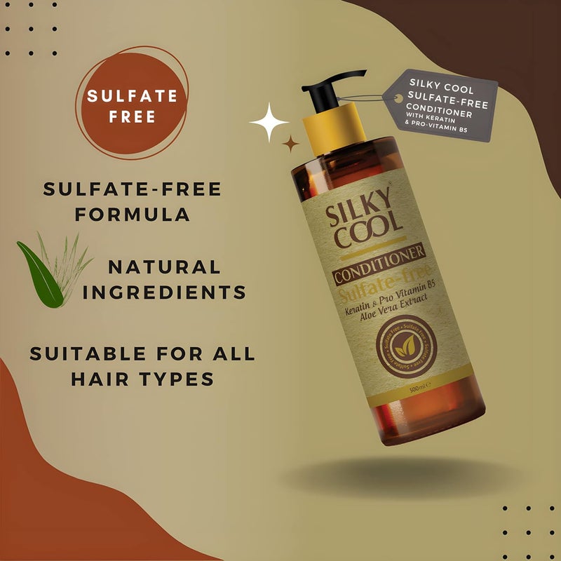 Silky Cool Sulfate-free With Keratin, Pro Vitamin B5, And Aloe Vera Extract (Conditioner 500 ml) - Image 1