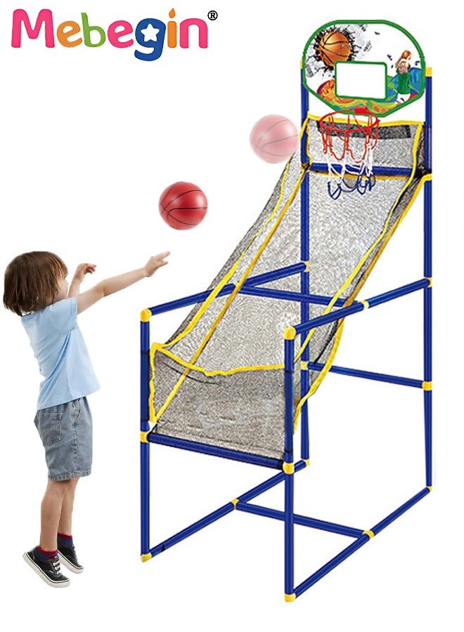 Basketball Arcade Game Set with 1 Balls and Hoop 1 air Pump for Kids Indoor Outdoor Sport Play,Mini Toy Basketball Hoop Board for Children Ideal for Competition 68*35*125cm