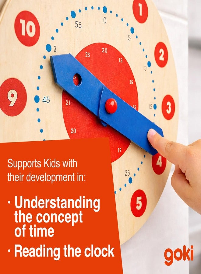 Goki Wooden Learning Clock for Kids - Educational Telling Time Teaching Clock for Toddlers & Kindergarten - Wooden Learning Toys I Toddler Educational Toys I Designed in Germany - Image 2