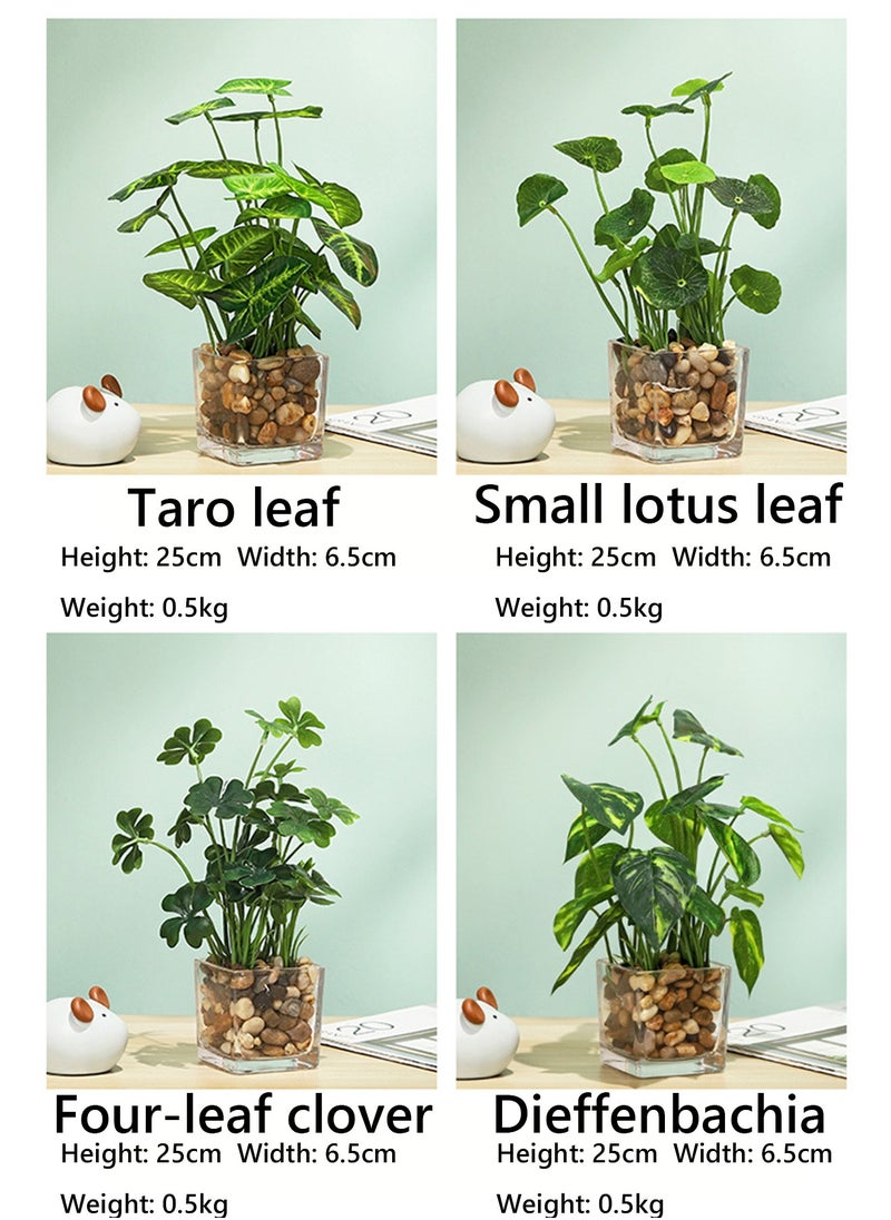 Arabest Creative Artificial Green Plant Dieffenbachia Green Leaves Simulation Potted Plant Home Decor Office Desk Eye-catching Simulation Plant Bonsai  - Image 2