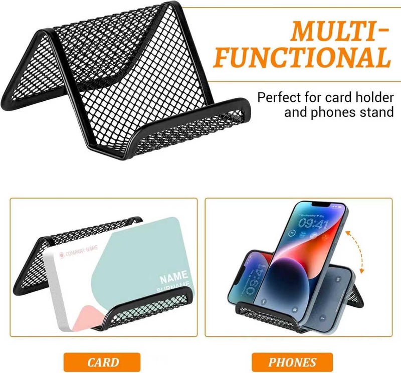 EMOMAS Business Card Holder for Desk, Office Desktop Business Card Display Holder, Mesh Business Card Holder, Desk Accessories for Women and Men,Black ( 3 Pack ) - Image 4