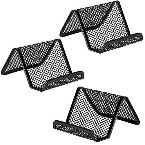 EMOMAS Business Card Holder for Desk, Office Desktop Business Card Display Holder, Mesh Business Card Holder, Desk Accessories for Women and Men,Black ( 3 Pack ) - Image 1