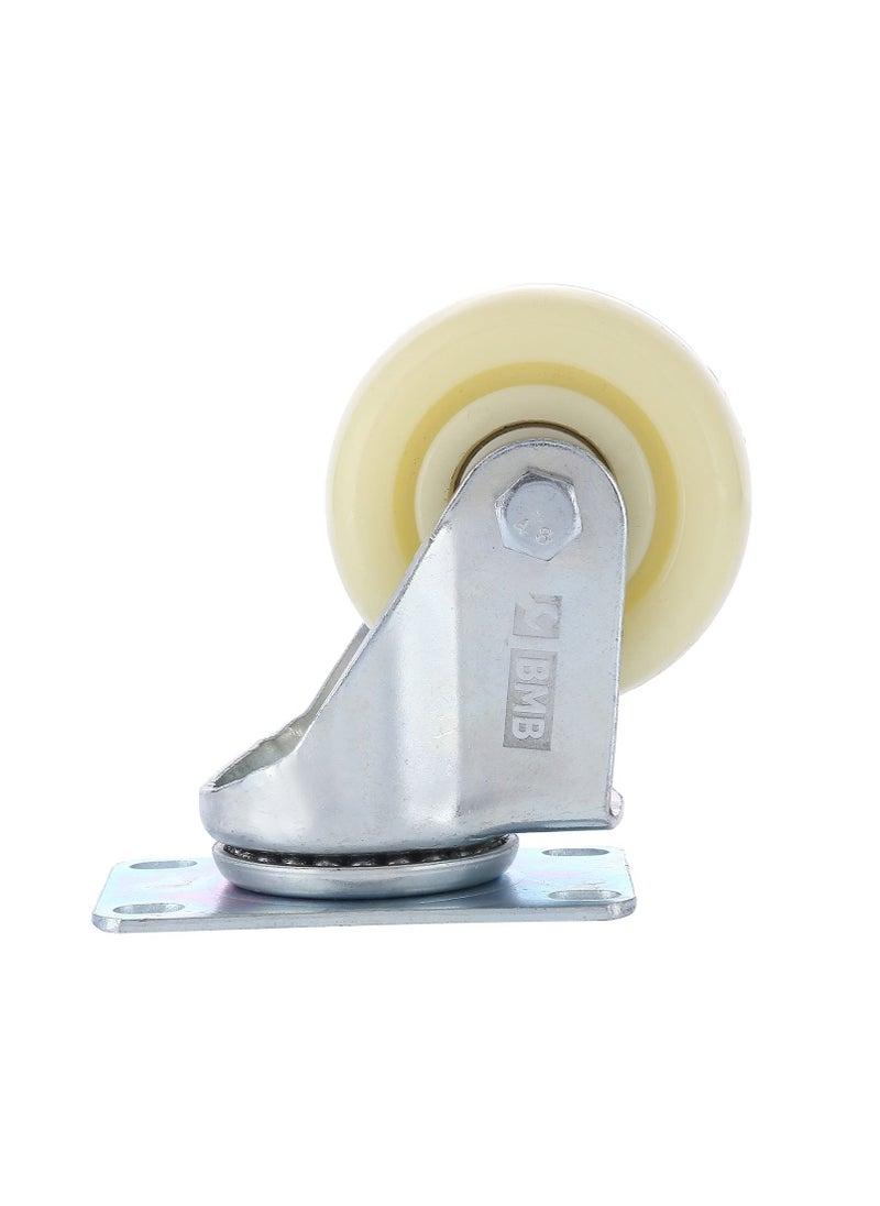 BMB tools - 2-Piece 100mm White PP Medium Duty Caster Double Ball Bearing - Swivel - Plate - Image 1