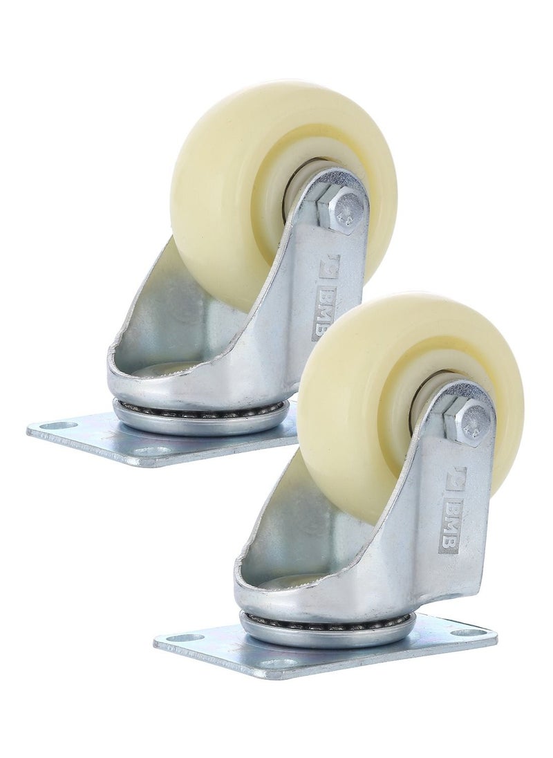 BMB tools - 2-Piece 100mm White PP Medium Duty Caster Double Ball Bearing - Swivel - Plate - Image 1