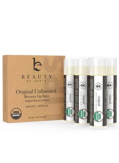 Beauty by Earth Unlfavored Original 4 Lip Balm Pack Lip Moisturizer Chapsticks - Organic Chapstick Lip Balm for Men Women and Kids - Lip Moisturizer for Very Dry Lips  - Image 1