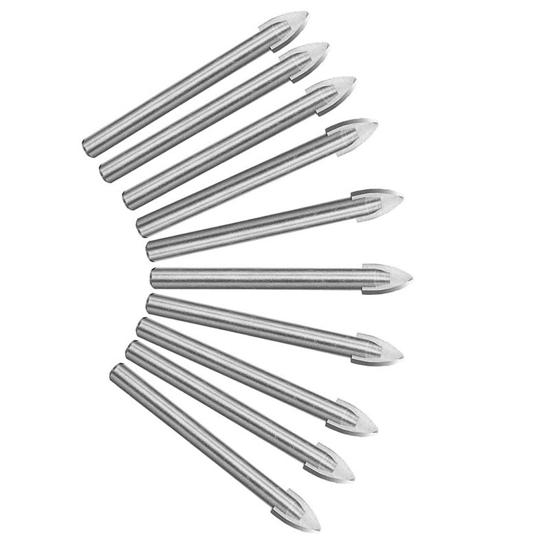 uptodateproducts 10Pcs 8MM Glass Drill Bit Set Tungsten Carbide Tipped Ceramic Tile Cutter with Hex Shank Triangle Hole Drill for Power Tools - Image 1