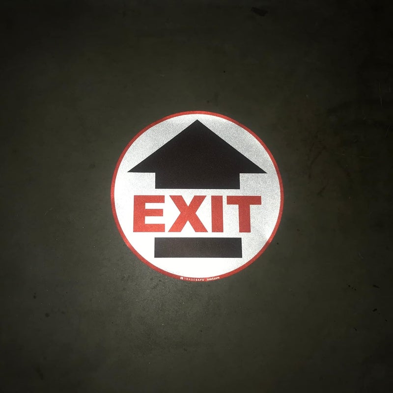 TRADESAFE Exit Anti-Slip Floor Sticker - Emergency Exit Sign Floor Decal, Peel and Stick Adhesive Vinyl Sign, ANSI-Compliant, 17” Diameter Round Sticker - Image 4