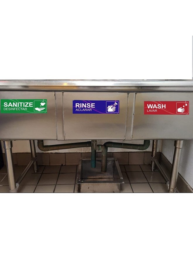 Gircss - 4 Pack Wash Rinse Sanitize Sink Labels Waterproof Sticker Signs Perfect For 3 Compartment Sink Restaurants Commercial Kitchens Food Trucks Dishwashing Or Wash Station - Image 1