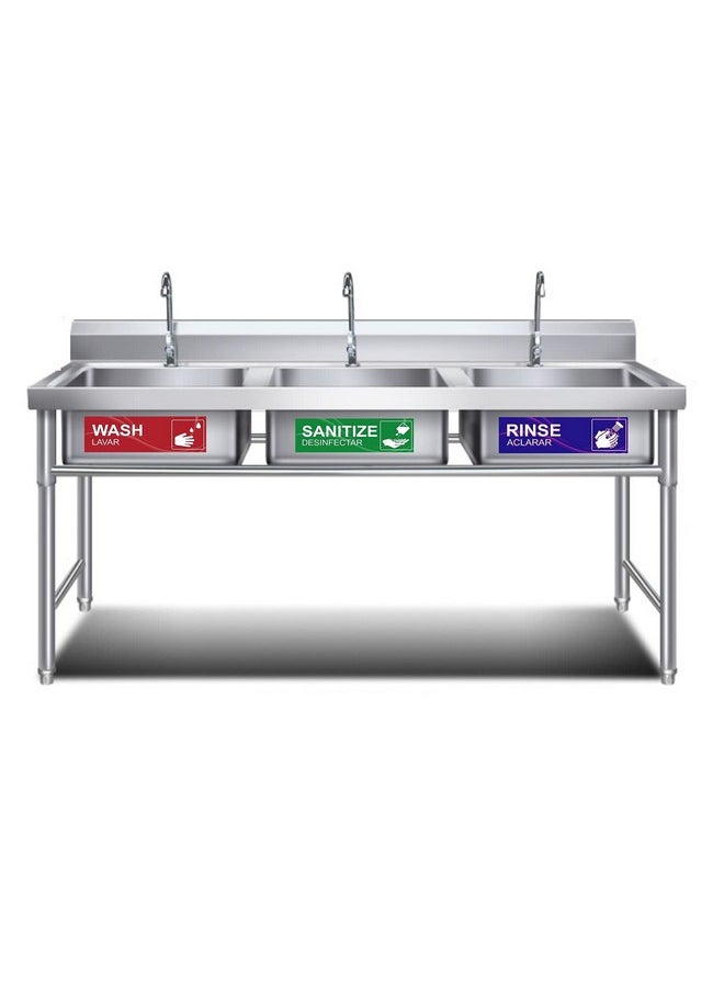 Gircss - 4 Pack Wash Rinse Sanitize Sink Labels Waterproof Sticker Signs Perfect For 3 Compartment Sink Restaurants Commercial Kitchens Food Trucks Dishwashing Or Wash Station - Image 1