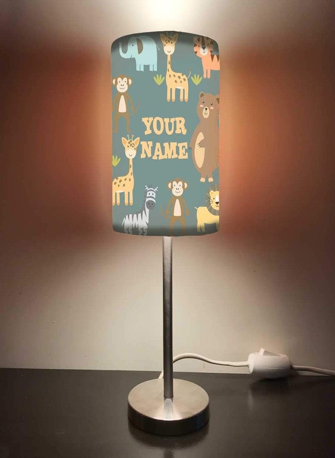 Nutcase Personalized Small Table Lamp Night Light for Children�s Room 13 inches Tall � Return Gifts for Kids Birthday - Wild Animals - Image 1