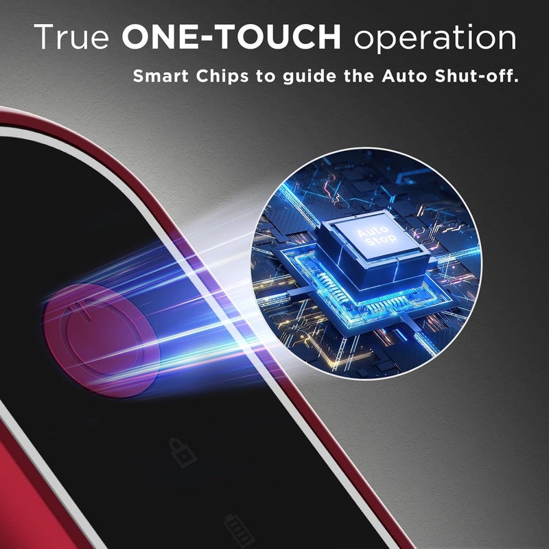 Canslab Turbo - Auto Shut Off Rechargeable Electric Can Openers - LED Battery Display USB Automatic Can Openerfor Kitchen for Seniors with Arthritis - One Touch Side Cut Can Opener Smooth Edge, Red - Image 2