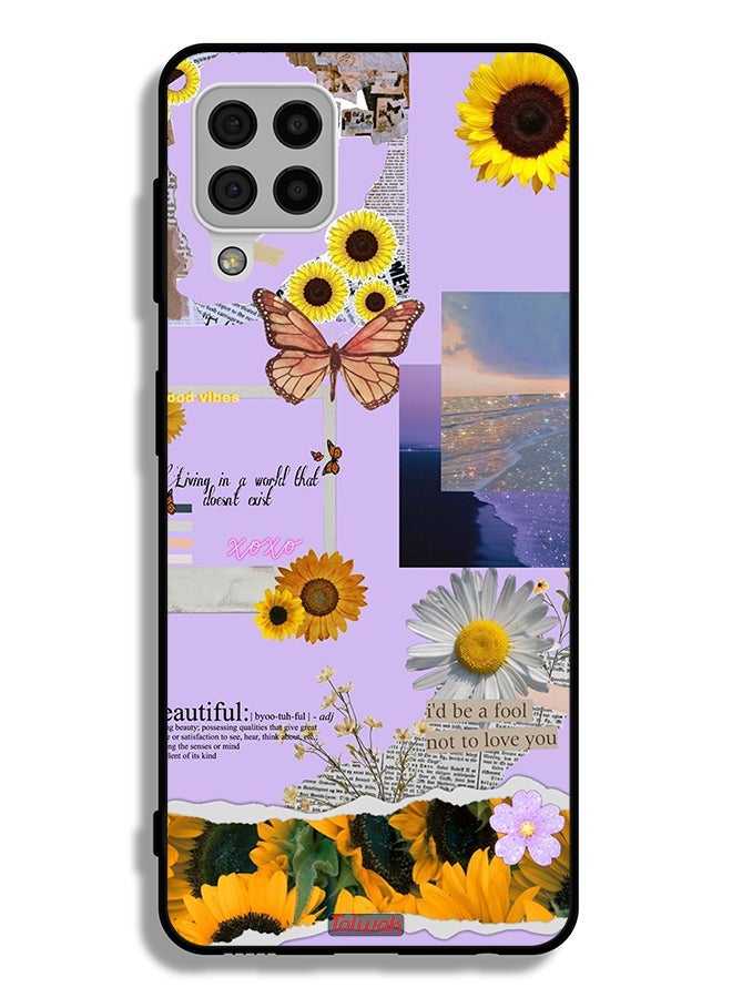 Tolwak Samsung Galaxy A22 4G Protective Case Cover Beautiful Sunflower Stickers - Image 1