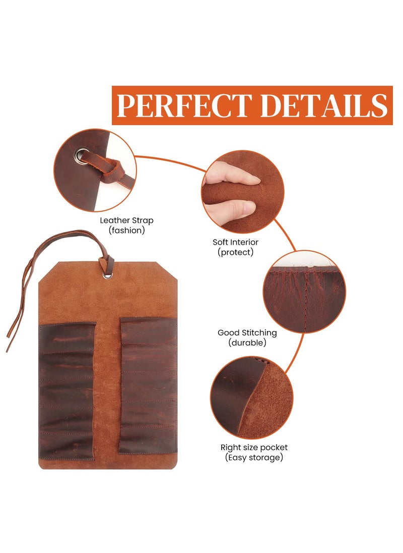 Serplex - Serplex Leather Tool Bag Roll Up 10 Slot Heavy Duty Tool Roll Bag Organizer Tool Roll Up Bag Portable Tool Wrap Roll Bags for Travel Durable Tool Kit Folding Tool Pouch Roll Up for Men - Image 1