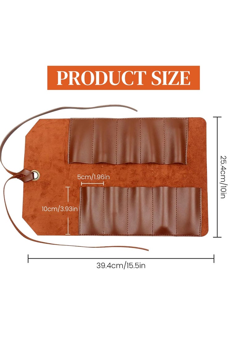 Serplex - Serplex Leather Tool Bag Roll Up 10 Slot Heavy Duty Tool Roll Bag Organizer Tool Roll Up Bag Portable Tool Wrap Roll Bags for Travel Durable Tool Kit Folding Tool Pouch Roll Up for Men - Image 1