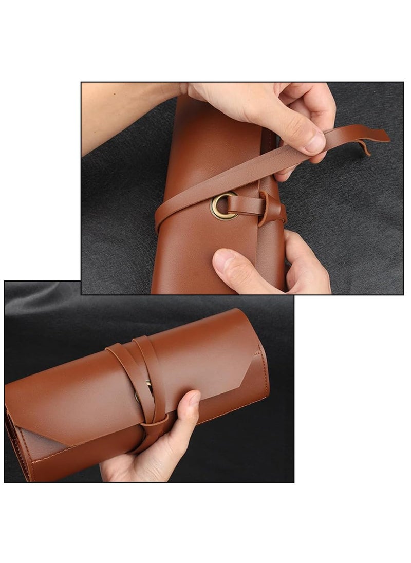 Serplex - Serplex Leather Tool Bag Roll Up 10 Slot Heavy Duty Tool Roll Bag Organizer Tool Roll Up Bag Portable Tool Wrap Roll Bags for Travel Durable Tool Kit Folding Tool Pouch Roll Up for Men - Image 1