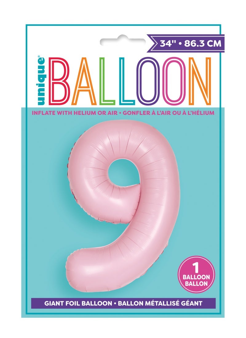يونيك 34 "بالون رقائق وردي جميل غير لامع رقم 9 - Image 2