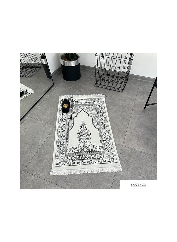 Prayer Rug - Muslim Prayer Rug - Prayer Mat Travel Bag and Prayer Beads - Muslim Gifts for Men, Women and Kids (Black) - Image 2