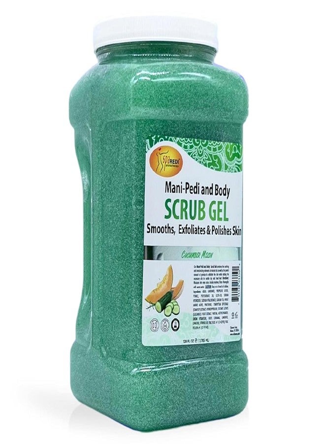 SPA REDI - Exfoliating Scrub Pumice Gel, Cucumber Melon, 128 Oz - Manicure, Pedicure and Body Exfoliator Infused with Hyaluronic Acid, Amino Acids, Panthenol and Comfrey Extract - Image 1