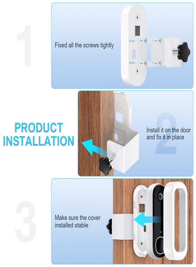 KTCEFE Anti-Theft Doorbell Mount Compatible with Arlo Video Doorbell 2K/HD (2nd Gen), No-Drill Adjustable Mounting Bracket for Arlo Doorbell Camera, Accessories for Apartments, Businesses Home (White) - Image 5