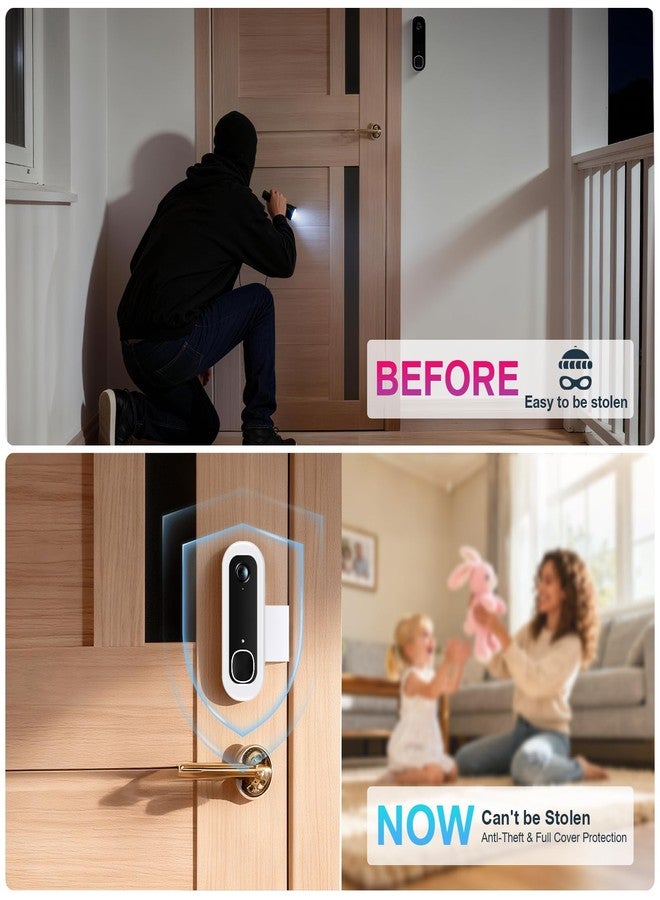 KTCEFE Anti-Theft Doorbell Mount Compatible with Arlo Video Doorbell 2K/HD (2nd Gen), No-Drill Adjustable Mounting Bracket for Arlo Doorbell Camera, Accessories for Apartments, Businesses Home (White) - Image 2