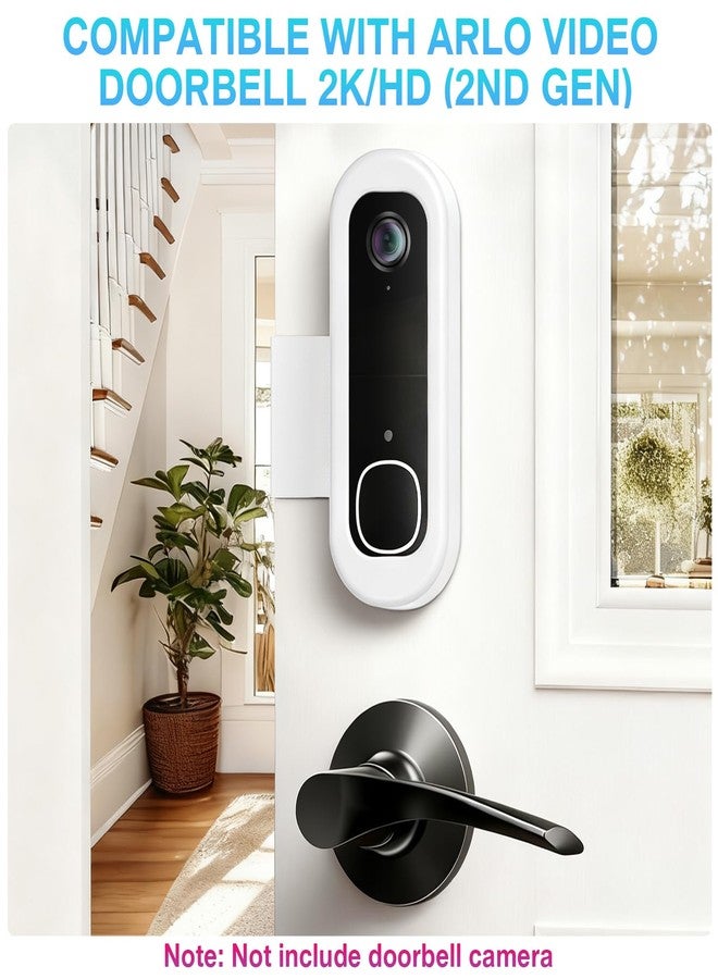 KTCEFE Anti-Theft Doorbell Mount Compatible with Arlo Video Doorbell 2K/HD (2nd Gen), No-Drill Adjustable Mounting Bracket for Arlo Doorbell Camera, Accessories for Apartments, Businesses Home (White) - Image 3