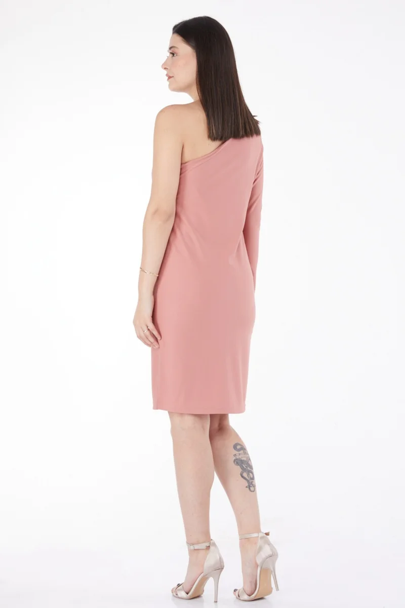 Tofisa Plain Medium Women Pink Mid Length Evening Dress - 13174