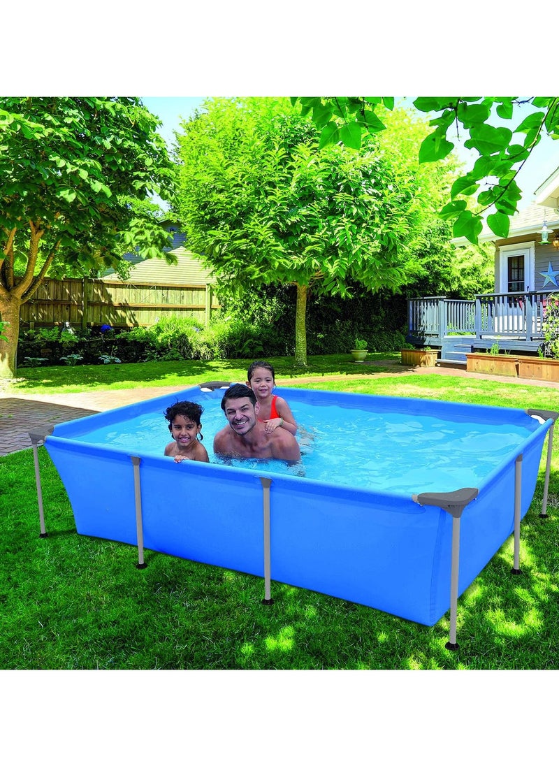 Framed Swimming Pool 2m*2m*0.6m Rectangle Pool Above Ground Sturdy Steel Frame Above Ground Pool for Backyard Outdoor Suitable Adults Kids Family Friends Pvc Canvas Support Pool  - Image 2
