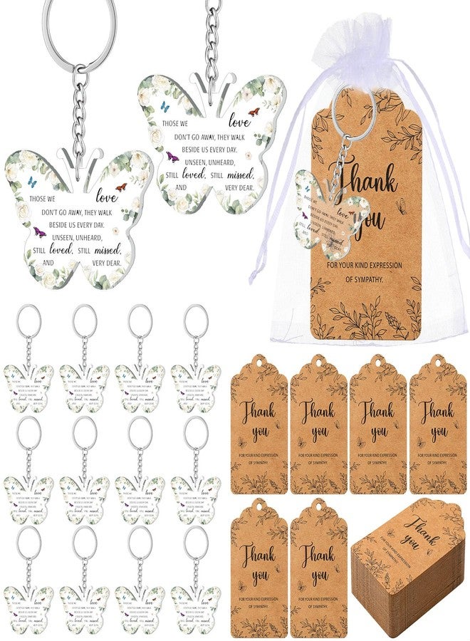 Equsion 60 Set Funeral Favors Celebration of Life Favors Acrylic Keychains for Funeral Memorial Party Guest Return Gifts(Butterfly) - Image 1