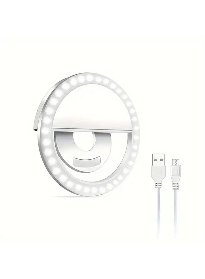 Rechargeable LED Ring Light For Selfies Live Streaming White Color Dual Power Mode - Image 1